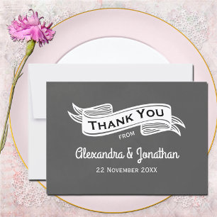 Flat Slate Grey Chalk Style Wedding Thank You Card