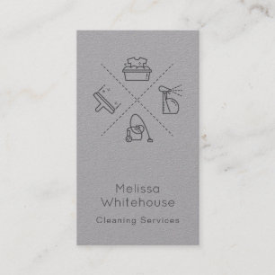 Flat Sleek Modern Cleaning Services Business Card