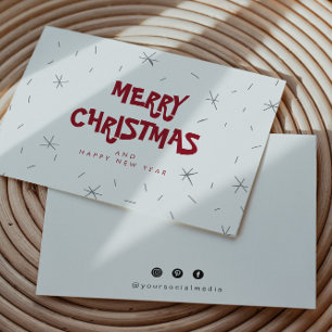 Flat Snow Logo Merry Christmas Cards