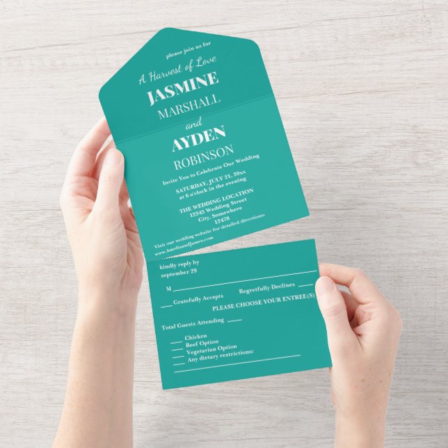 Flat Teal Background – Back-to-School Texture All In One Invitation (Tearaway)