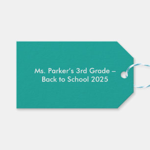 Flat Teal Background – Back-to-School Texture Gift Tags