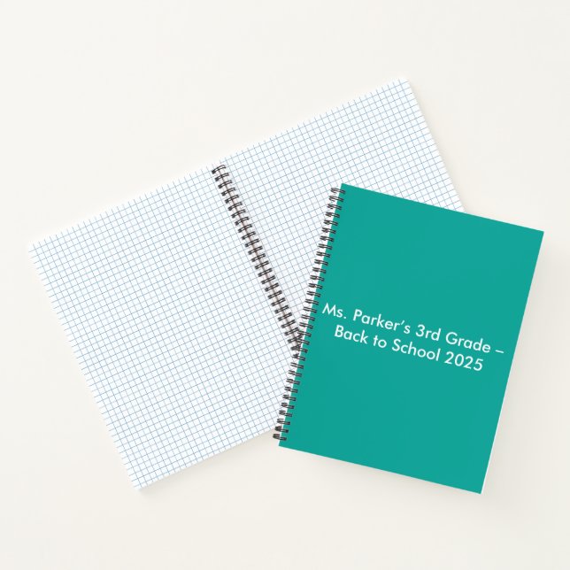 Flat Teal Background – Back-to-School Texture Notebook (Inside)