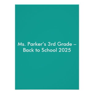Flat Teal Background – Back-to-School Texture Poster