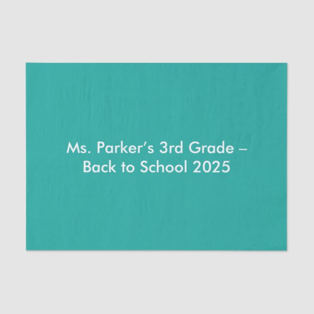 Flat Teal Background – Back-to-School Texture Tissue Paper (Front)
