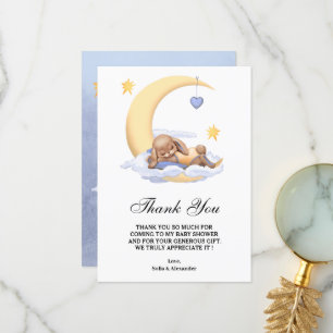 Flat Thank You Baby Shower Card with bunny.