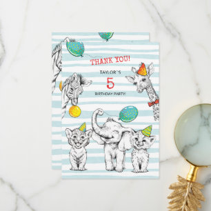 Flat Thank You Card 5th Anniversary Party 