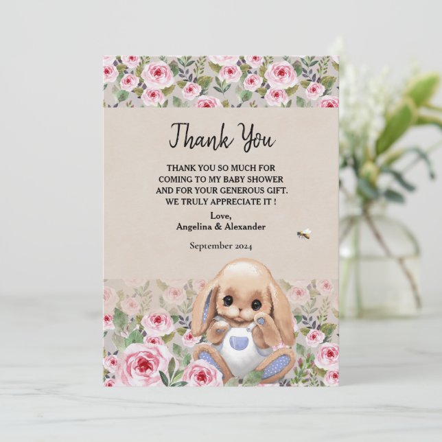 Flat Thank You Card Baby Shower  (Standing Front)