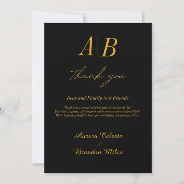 Flat Thank You Card Custom Wedding Name  (Front)
