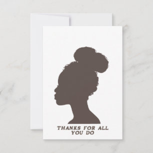 Flat Thank You Card - Dark brown female silhouette