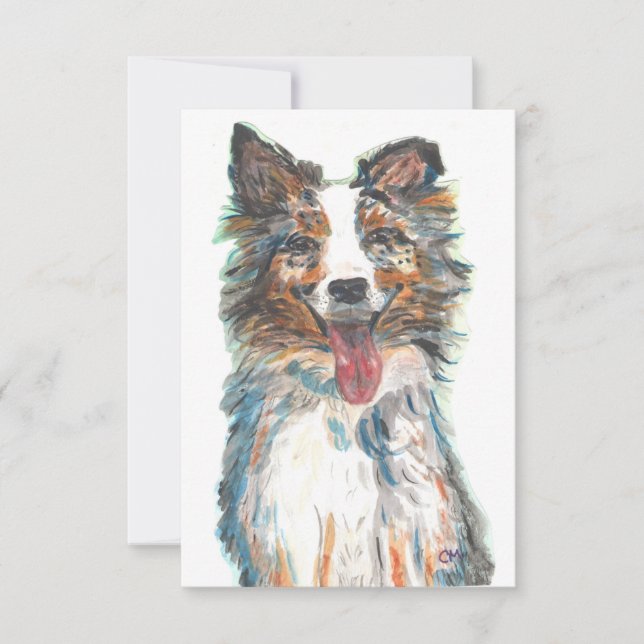 Flat Thank You Card- Dog- Australian Shepherd (Front)