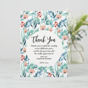 Flat Thank You Card for a baby shower with design.