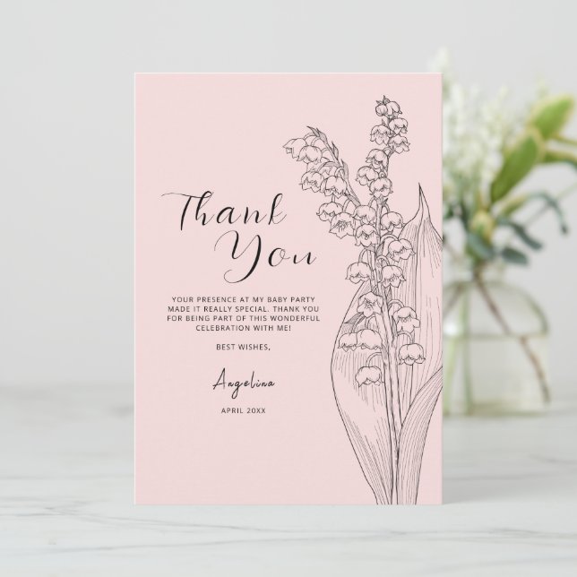 Flat Thank You Card for a bride shower. (Standing Front)