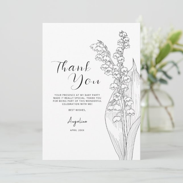 Flat Thank You Card for a bride shower. (Standing Front)