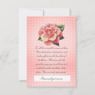 Flat Thank You Card pink gingham