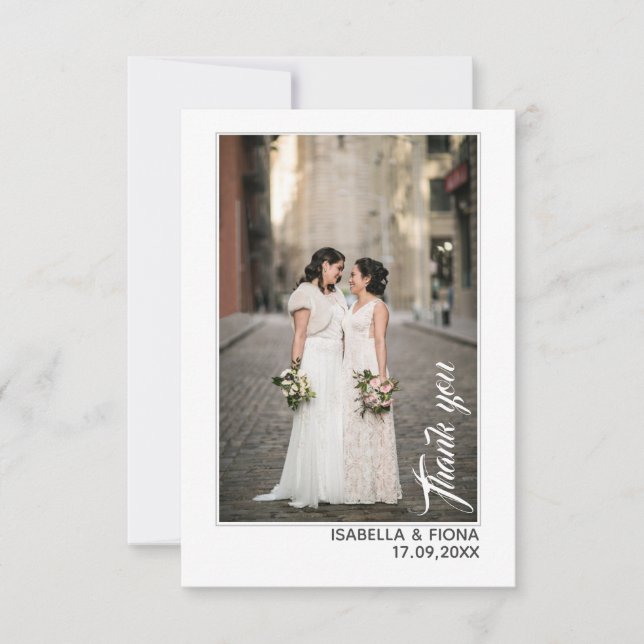 Flat Thank You Card - Wedding Photo Message Thanks (Front)