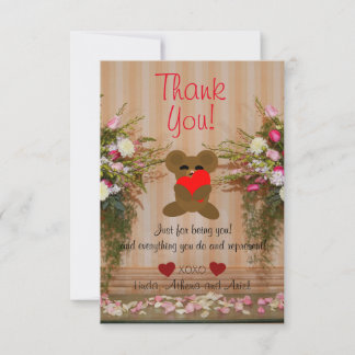 Flat Thank You Card with Cute Teddy Bear