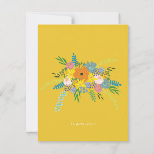 Flat Thank You Card - Yellow Botanical