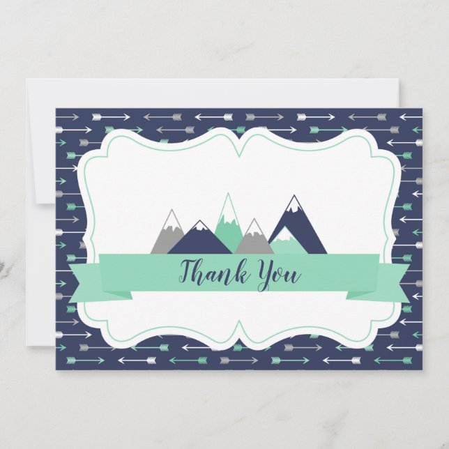 Flat Thank You Cards Mountains Themed (Front)