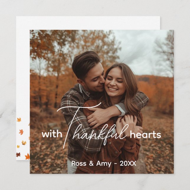 Flat Thanksgiving Card,Elegant Lettering Custom  Thank You Card (Front/Back)