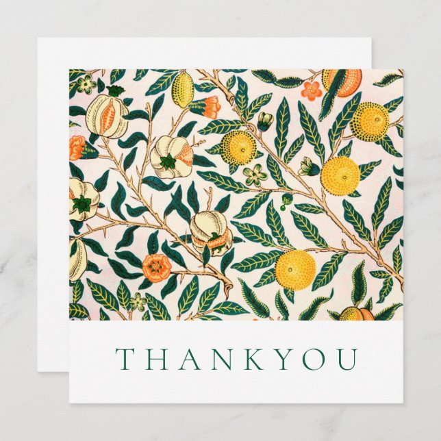 FLAT THANKYOU CARD : WILLIAM MORRIS : POMEGRANATES (Front/Back)