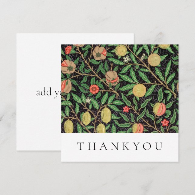 FLAT THANKYOU CARD : WILLIAM MORRIS : POMEGRANATES (Front/Back)