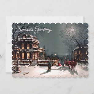 Flat Victorian Christmas Party Photo Greeting Card