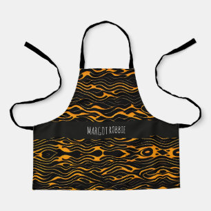 Flat Waves Yellow Monochromatic Pattern Apron