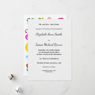 Flat Wedding Invitation Cards Floral Fun