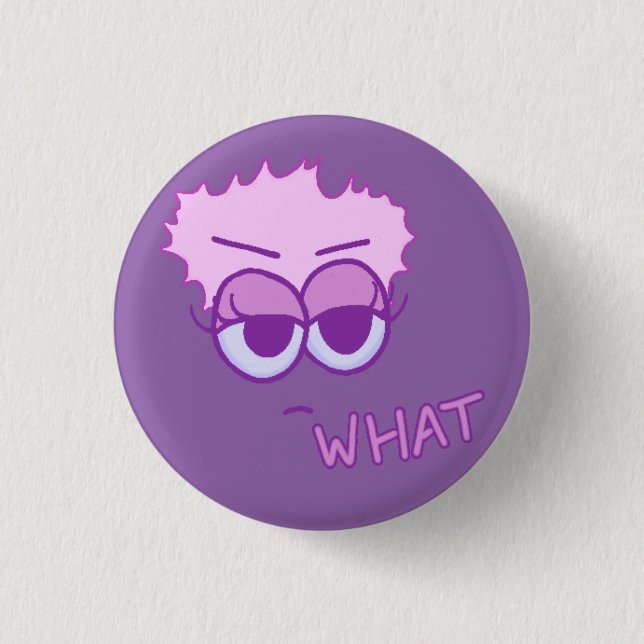 Flat What Button (Violet and Lavender on Iris) (Front)