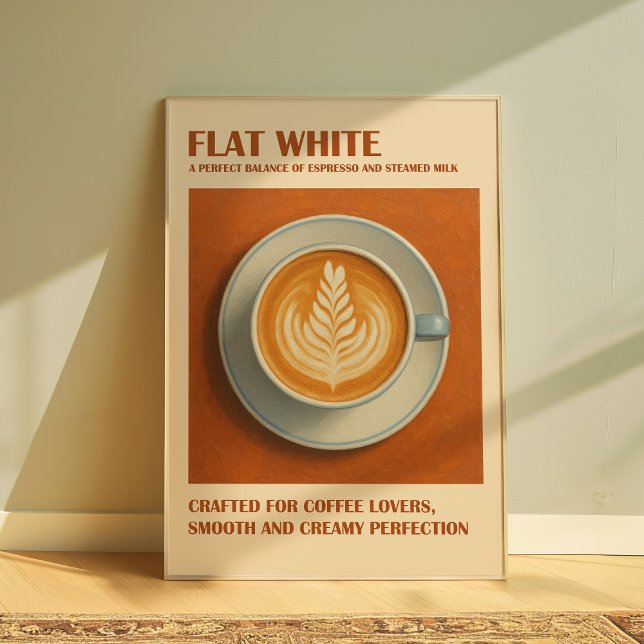 Flat White Coffee Print, Minimalist Espresso Wall Poster (Flat White)