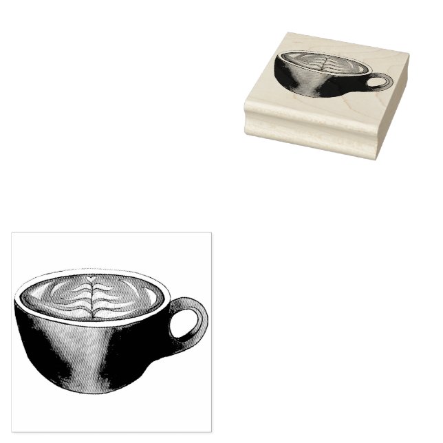 Flat White Latte Cappuccino Coffee Shop House Café Rubber Stamp (Stamped)