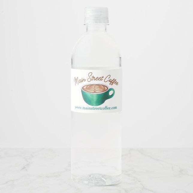 Flat White Latte Cappuccino Coffee Shop House Café Water Bottle Label (Front)