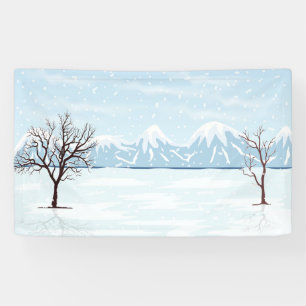 Flat winter landscape banner