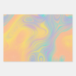 Flat Wrapping Paper Set Swirled Peach Daffodil