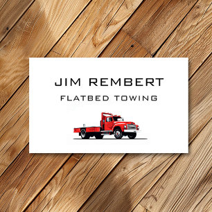 Flatbed Towing Repo Services Red Towtruck Business Card