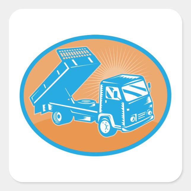 Flatbed Truck Vehicle Square Sticker (Front)