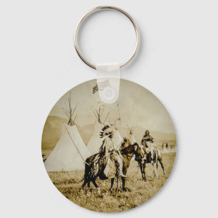 Flathead Indians Vintage Native American Warriors Key Ring