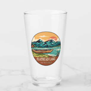 Flathead Lake Montana Boating Fishing Emblem Glass