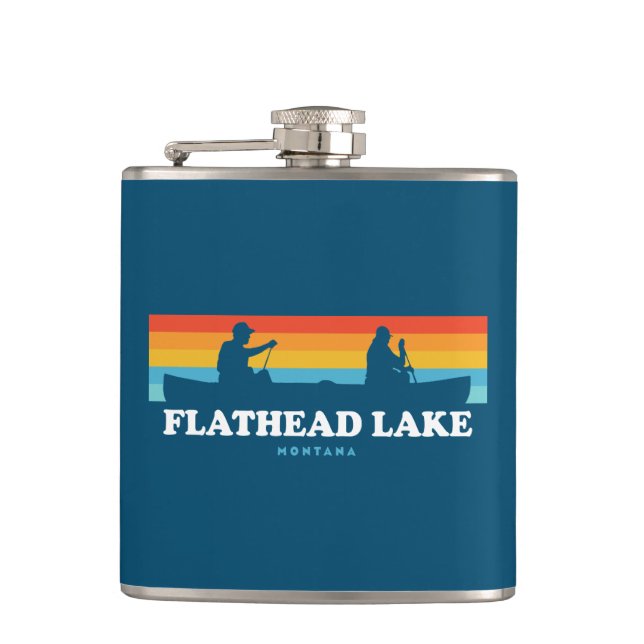Flathead Lake Montana Canoe Hip Flask (Front)