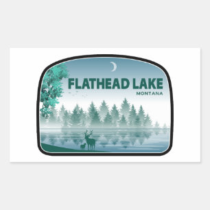 Flathead Lake Montana Deer Rectangular Sticker