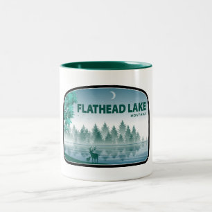 Flathead Lake Montana Deer Two-Tone Coffee Mug