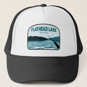 Flathead Lake Montana Fishing Rod Trucker Hat