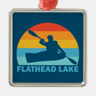 Flathead Lake Montana Kayak Metal Tree Decoration