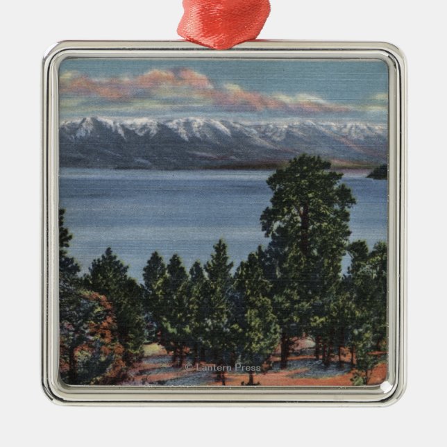 Flathead Lake, Montana Metal Tree Decoration (Front)
