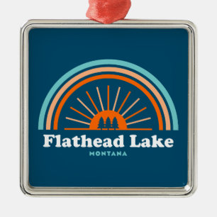 Flathead Lake Montana Rainbow Metal Tree Decoration