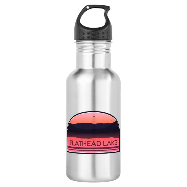 Flathead Lake Montana Red Sunrise 532 Ml Water Bottle (Front)