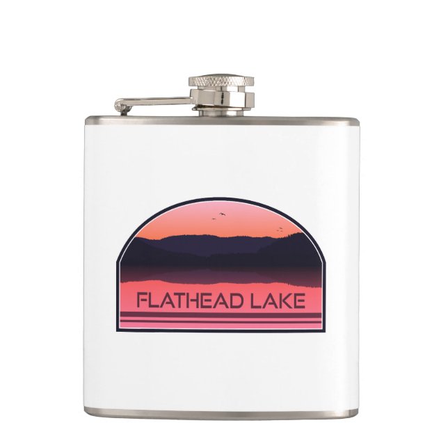 Flathead Lake Montana Red Sunrise Hip Flask (Front)