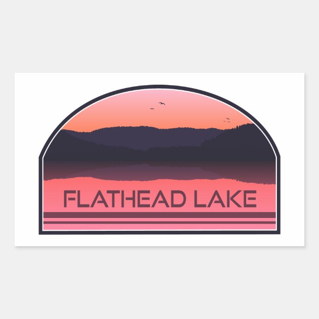 Flathead Lake Montana Red Sunrise Rectangular Sticker (Front)