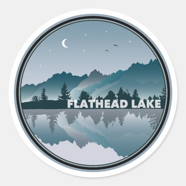 Flathead Lake Montana Reflection Classic Round Sticker (Front)
