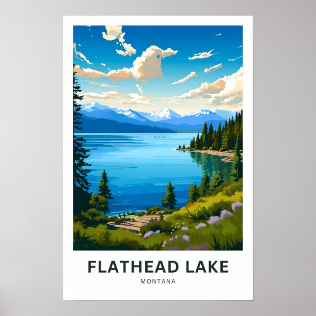 Flathead Lake Montana Travel Print (Front)
